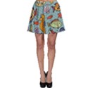 Cartoon Underwater Seamless Pattern With Crab Fish Seahorse Coral Marine Elements Skater Skirt View1