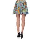 Cartoon Underwater Seamless Pattern With Crab Fish Seahorse Coral Marine Elements Skater Skirt View2