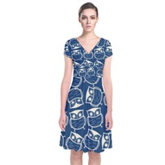 Cute Seamless Owl Background Pattern Short Sleeve Front Wrap Dress by Grandong