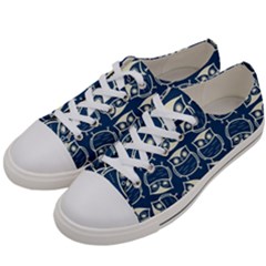 Cute Seamless Owl Background Pattern Men s Low Top Canvas Sneakers by Grandong