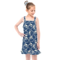 Cute Seamless Owl Background Pattern Kids  Overall Dress