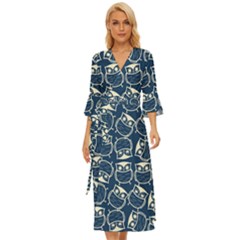 Cute Seamless Owl Background Pattern Midsummer Wrap Dress by Grandong