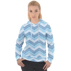 Seamless Pattern Of Cute Summer Blue Line Zigzag Women s Overhead Hoodie by Grandong