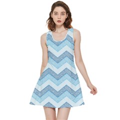 Seamless Pattern Of Cute Summer Blue Line Zigzag Inside Out Reversible Sleeveless Dress by Grandong