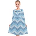 Seamless Pattern Of Cute Summer Blue Line Zigzag Kids  Midi Sailor Dress View1