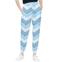 Seamless Pattern Of Cute Summer Blue Line Zigzag Women s Tapered Pants by Grandong