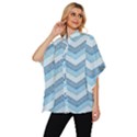 Seamless Pattern Of Cute Summer Blue Line Zigzag Women s Batwing Button Up Shirt View2