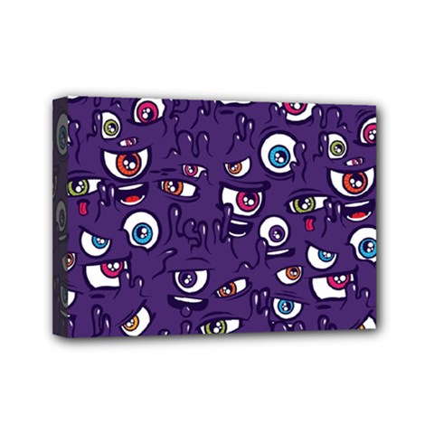 Eye Artwork Decor Eyes Pattern Purple Form Backgrounds Illustration Mini Canvas 7  X 5  (stretched) by Grandong