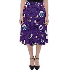 Eye Artwork Decor Eyes Pattern Purple Form Backgrounds Illustration Classic Midi Skirt by Grandong