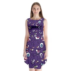 Eye Artwork Decor Eyes Pattern Purple Form Backgrounds Illustration Sleeveless Chiffon Dress   by Grandong