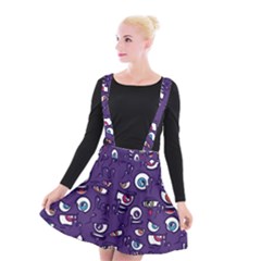 Eye Artwork Decor Eyes Pattern Purple Form Backgrounds Illustration Suspender Skater Skirt by Grandong