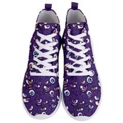 Eye Artwork Decor Eyes Pattern Purple Form Backgrounds Illustration Men s Lightweight High Top Sneakers by Grandong