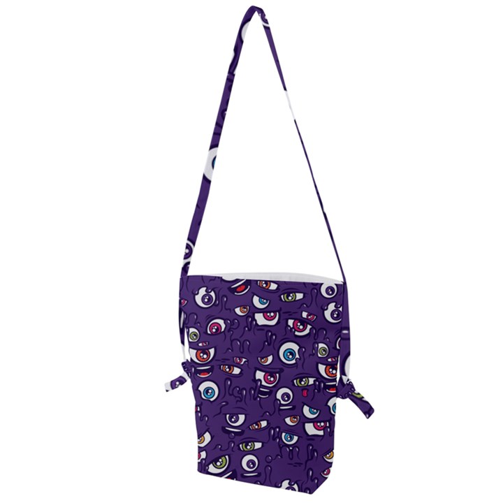 Eye Artwork Decor Eyes Pattern Purple Form Backgrounds Illustration Folding Shoulder Bag