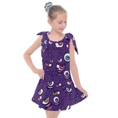 Eye Artwork Decor Eyes Pattern Purple Form Backgrounds Illustration Kids  Tie Up Tunic Dress by Grandong