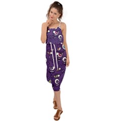 Eye Artwork Decor Eyes Pattern Purple Form Backgrounds Illustration Waist Tie Cover Up Chiffon Dress by Grandong