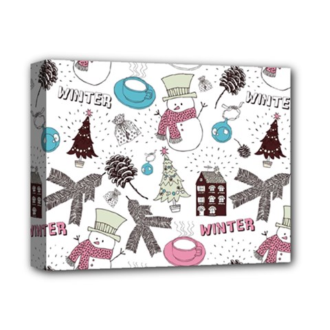 Christmas Themed Collage Winter House New Year Deluxe Canvas 14  X 11  (stretched) by Grandong