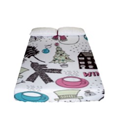 Christmas Themed Collage Winter House New Year Fitted Sheet (full/ Double Size) by Grandong