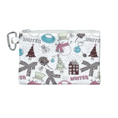 Christmas Themed Collage Winter House New Year Canvas Cosmetic Bag (medium) by Grandong