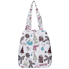 Christmas Themed Collage Winter House New Year Center Zip Backpack by Grandong