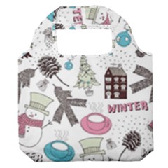 Christmas Themed Collage Winter House New Year Premium Foldable Grocery Recycle Bag by Grandong