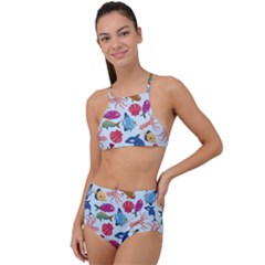 Sea Creature Themed Artwork Underwater Background Pictures Halter Tankini Set by Grandong