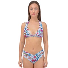 Sea Creature Themed Artwork Underwater Background Pictures Double Strap Halter Bikini Set by Grandong