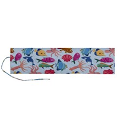 Sea Creature Themed Artwork Underwater Background Pictures Roll Up Canvas Pencil Holder (l) by Grandong