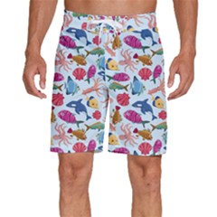 Sea Creature Themed Artwork Underwater Background Pictures Men s Beach Shorts