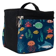 Variety Of Fish Illustration Turtle Jellyfish Art Texture Make Up Travel Bag (small) by Grandong