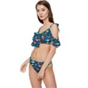 Variety Of Fish Illustration Turtle Jellyfish Art Texture Ruffle Edge Tie Up Bikini Set	 View2