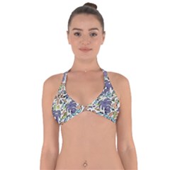 Purple Orange Green Blue Cartoon Halter Neck Bikini Top by Grandong