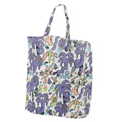 Purple Orange Green Blue Cartoon Giant Grocery Tote by Grandong