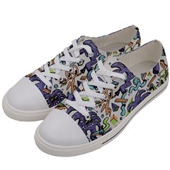 Purple Orange Green Blue Cartoon Men s Low Top Canvas Sneakers by Grandong