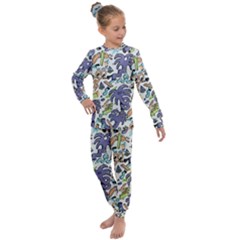 Purple Orange Green Blue Cartoon Kids  Long Sleeve Set  by Grandong