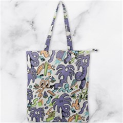 Purple Orange Green Blue Cartoon Double Zip Up Tote Bag by Grandong