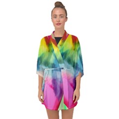 Heart Design Half Sleeve Chiffon Kimono