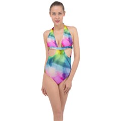 Heart Design Halter Front Plunge Swimsuit by Trending