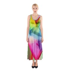 Heart Design Sleeveless Maxi Dress