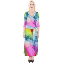 Heart Design Quarter Sleeve Wrap Maxi Dress by Trending