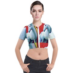 Unicorn Design Short Sleeve Cropped Jacket