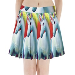 Unicorn Design Pleated Mini Skirt