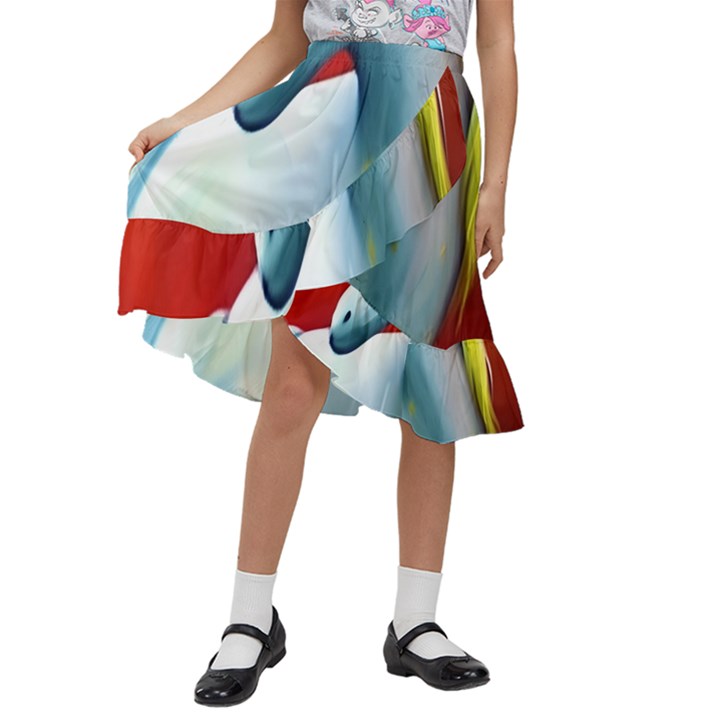 Unicorn design Kids  Ruffle Flared Wrap Midi Skirt