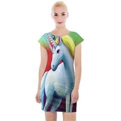 Unicorn Design Cap Sleeve Bodycon Dress