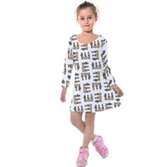 Sketchy Bear Kiddos Kids  Long Sleeve Velvet Dress