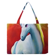 Unicorn Design Zipper Medium Tote Bag