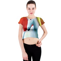 Unicorn Design Crew Neck Crop Top by Trending