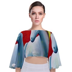 Unicorn Design Tie Back Butterfly Sleeve Chiffon Top