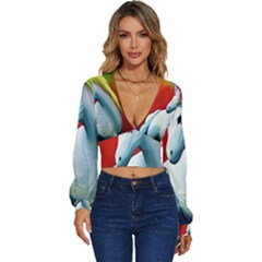 Unicorn Design Long Sleeve Deep-v Velour Top