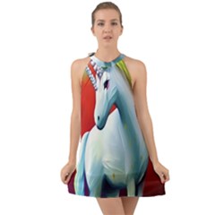 Unicorn Design Halter Tie Back Chiffon Dress by Trending