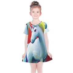 Unicorn Design Kids  Simple Cotton Dress